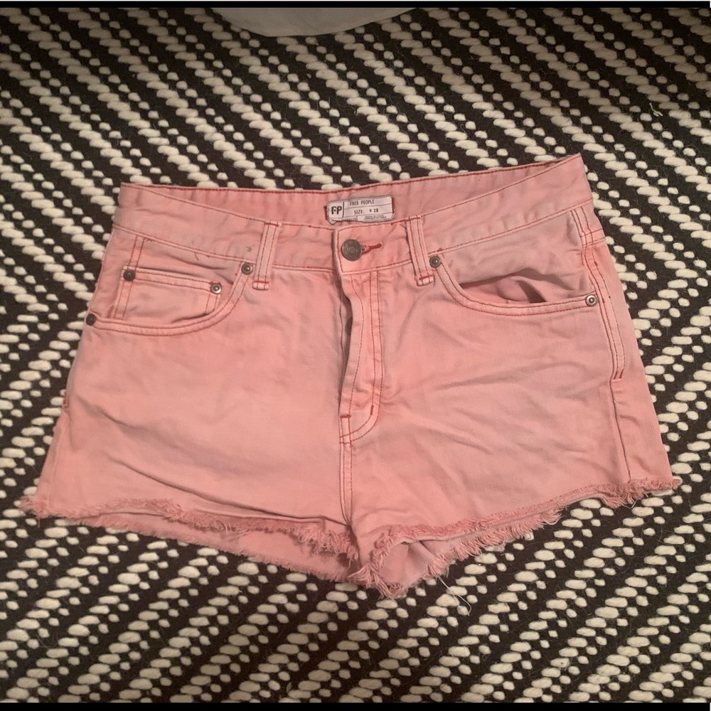 Free People coral/orange cut off jean shorts!